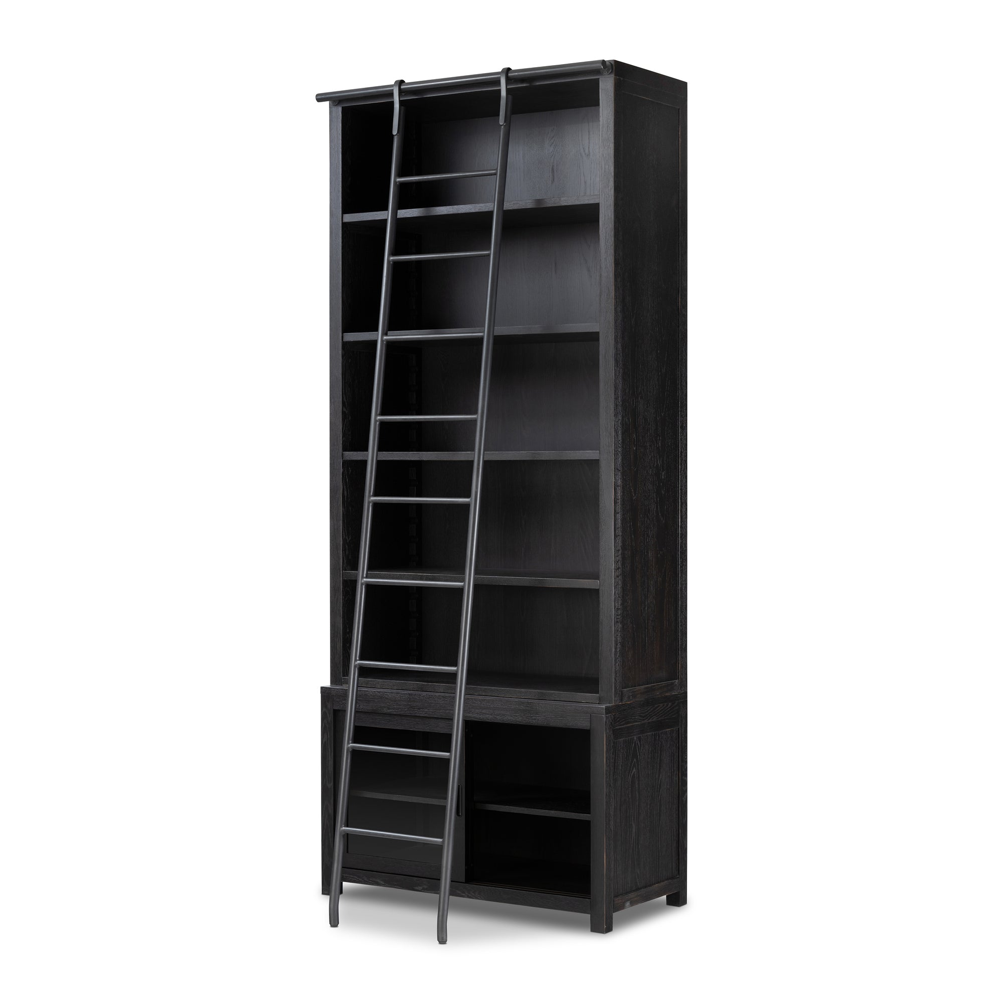 Wilson Black Bookcase With Ladder