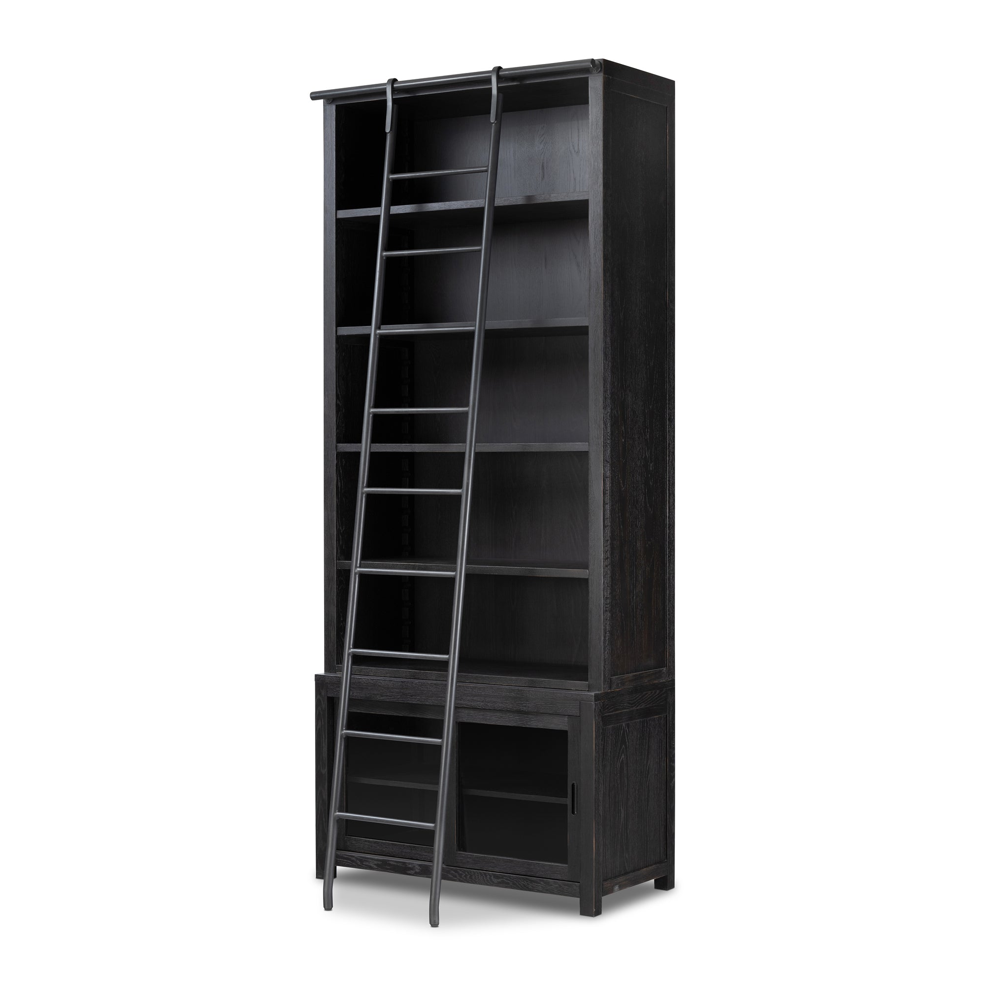 Wilson Black Bookcase With Ladder