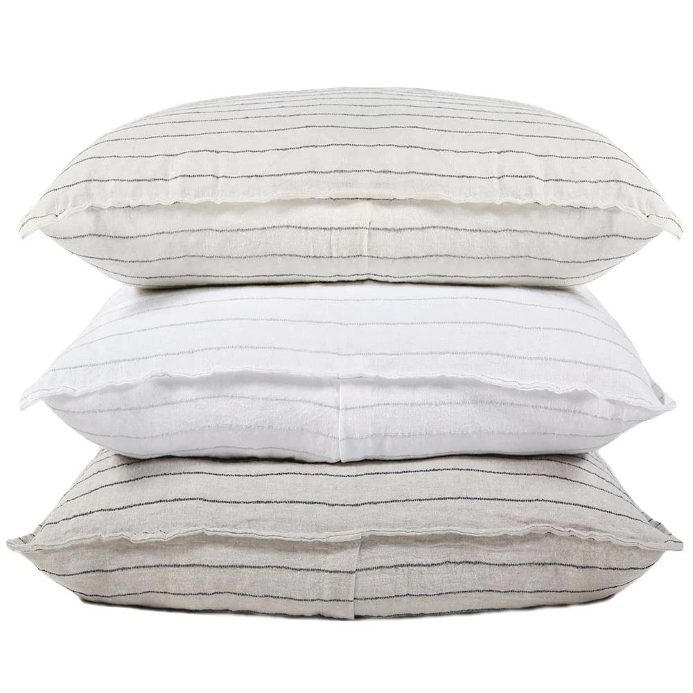 Blake Linen Duvet Set - Cream/Grey