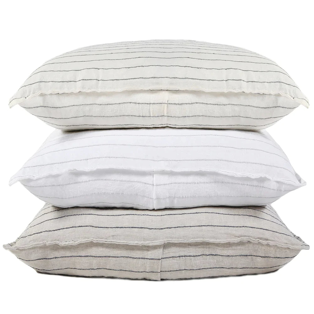 Blake Linen Duvet Set - White/Ocean