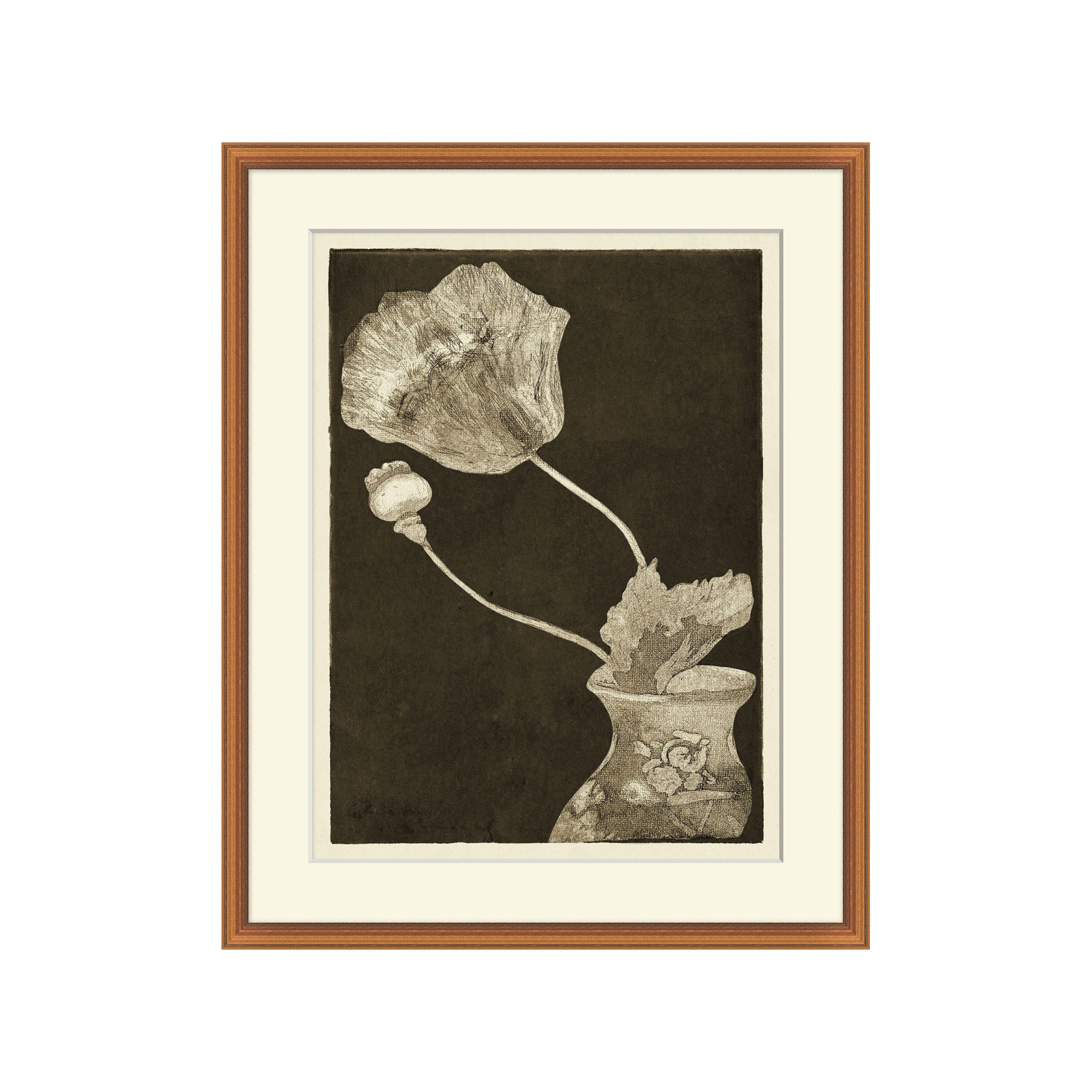 Sepia Floral Etching