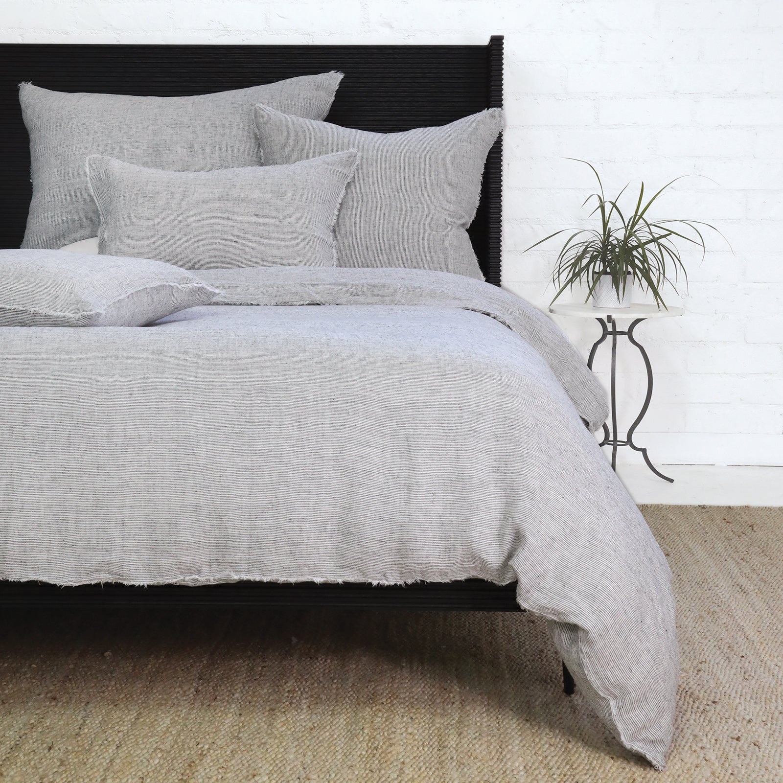 Logan Linen Duvet Set - Charcoal