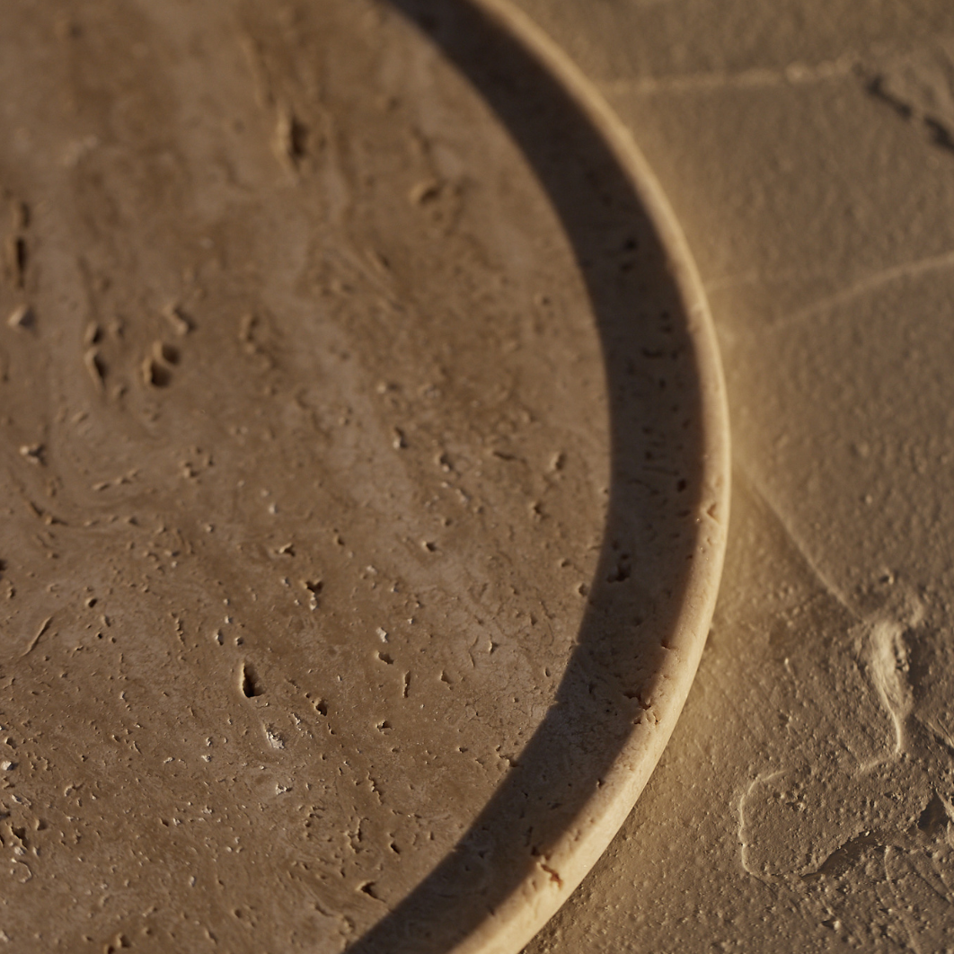 Round Travertine Vanity Tray