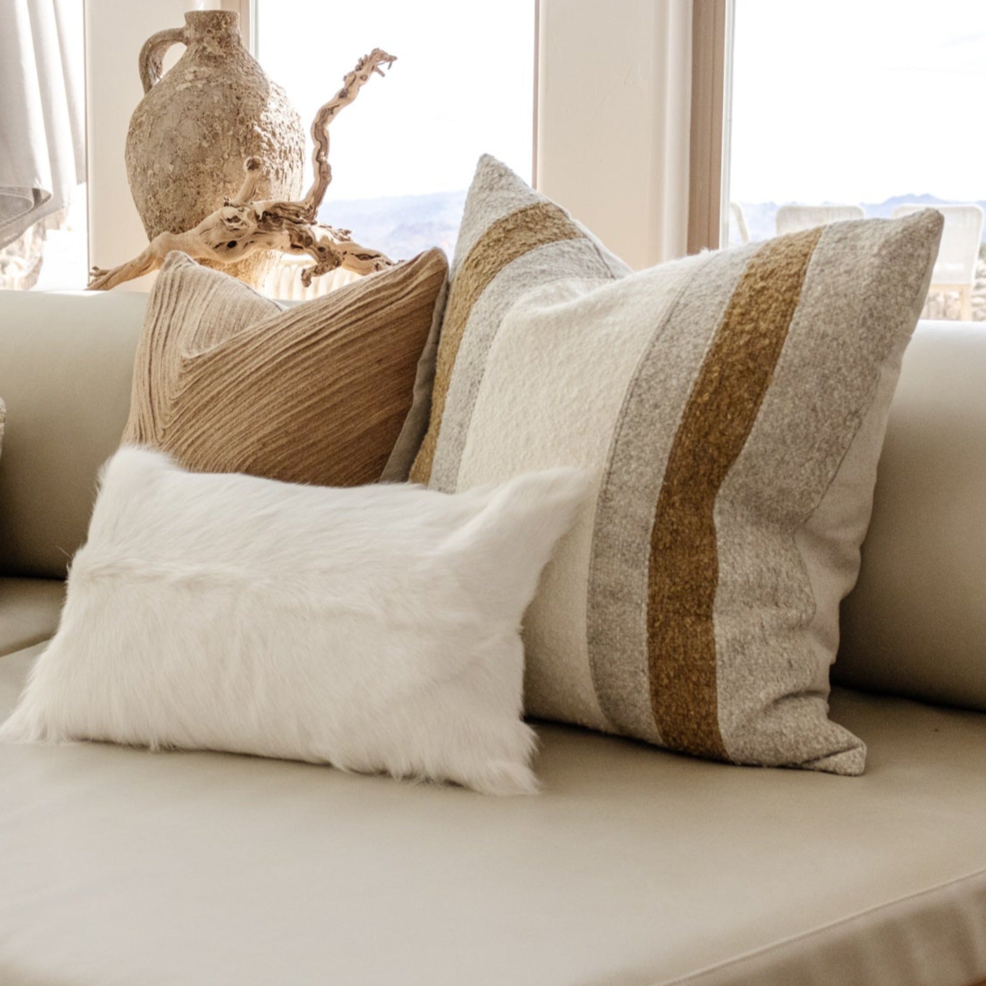 London, Grey and Oyster Pillow - StyleMeGHD - Neutral Throw Pillows